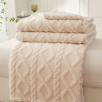 Beige / 200x230cm Plaid Sherpa