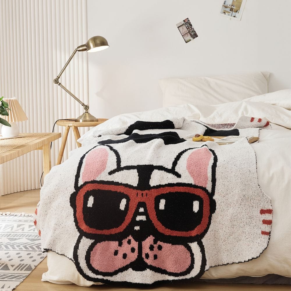 Blanc / 110 x 130 cm Plaid Bulldog