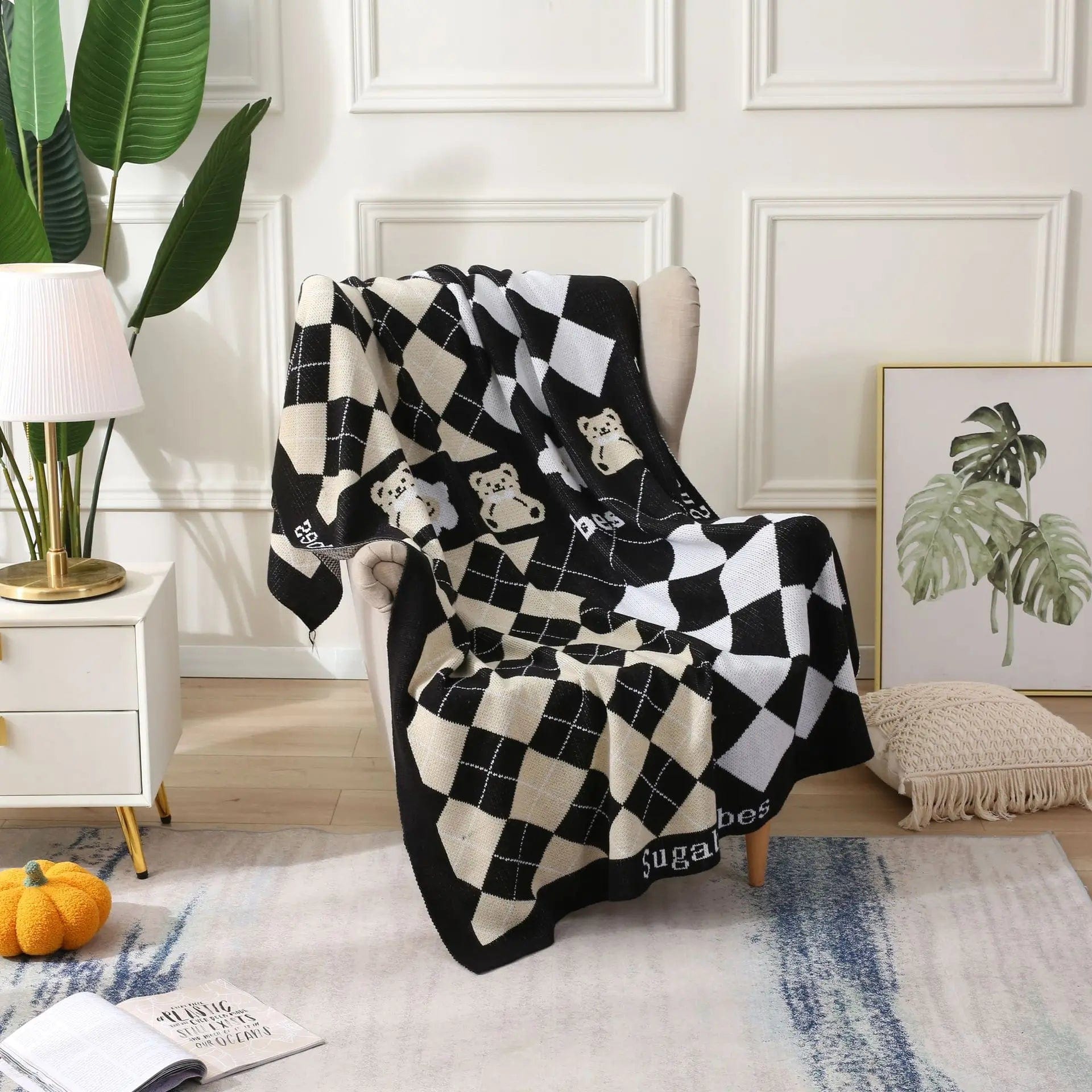 Blanc / 110 x 130 cm Plaid Ourson