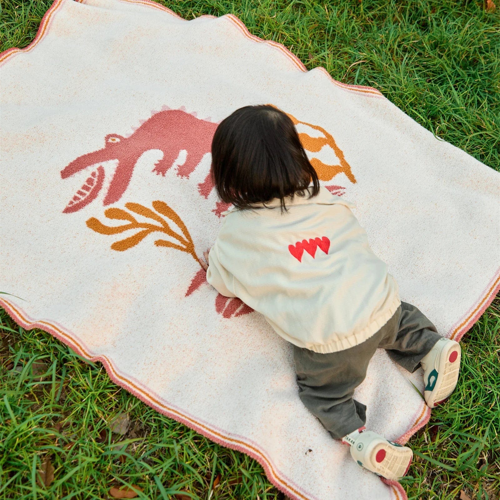 Blanc / 130 x 160 cm Plaid Crocodile