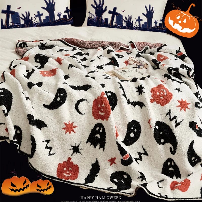 Blanc / 130 x 160 cm Plaid Halloween