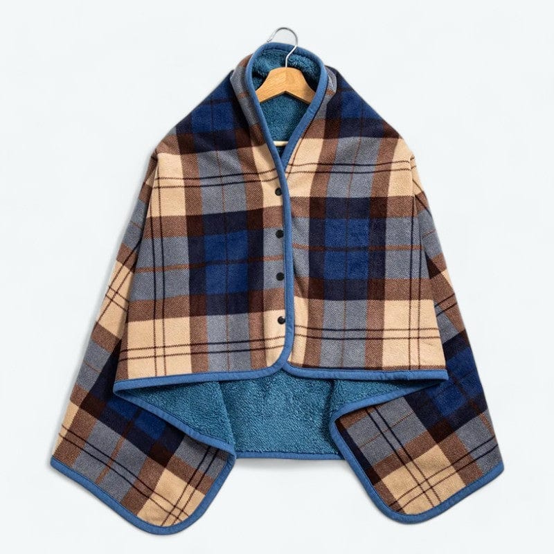 Bleu / 100 x 140 cm Plaid Poncho Polaire