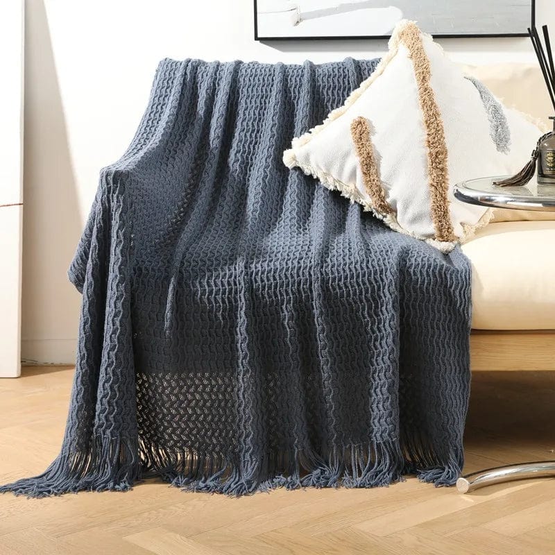 Bleu Foncé / 127 x 180 cm Plaid Nid d'Abeille