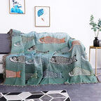 Bleu gris / 130x 160 cm Plaid Poisson