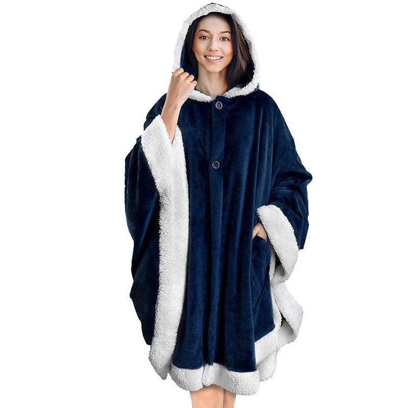 Bleu Marine Cocoonique - Plaid Poncho