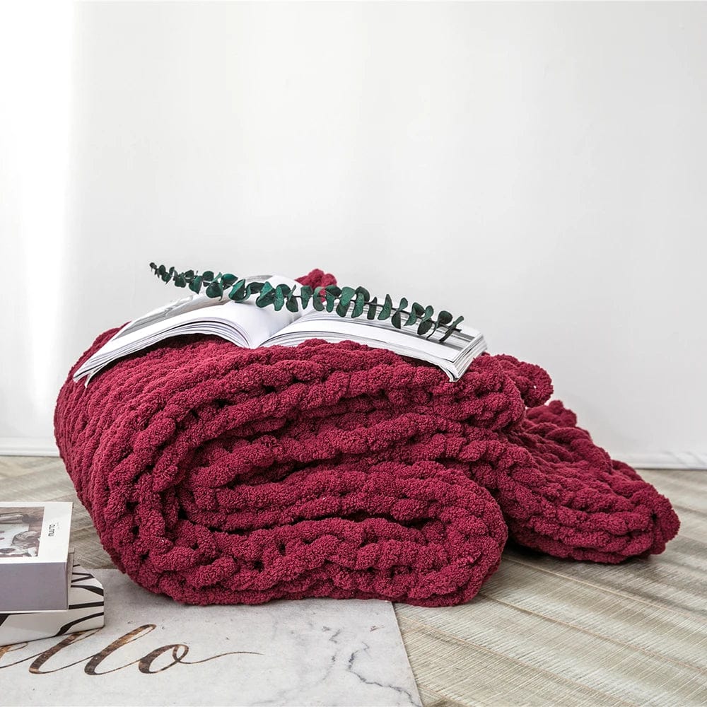 Bordeaux / 80 x 100 cm Plaid en Maille