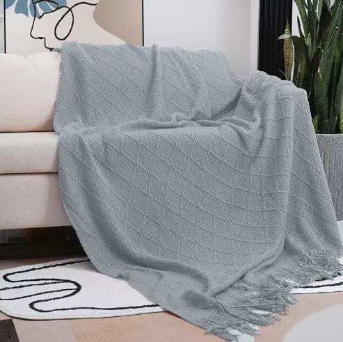 Gris Clair / 130 x 150 cm Plaid au Crochet Coloris Gris