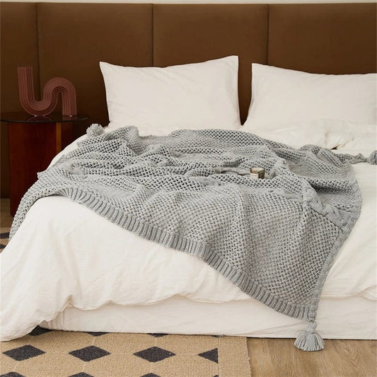 Gris Clair / 130 x 160 cm Plaid Gris Tricot