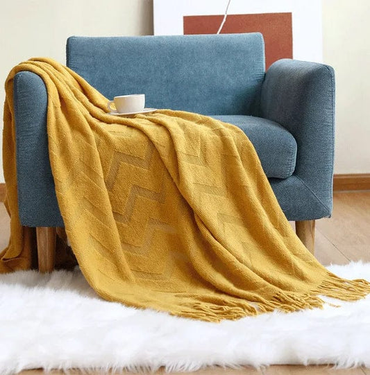 Jaune / 127 x 160 cm Plaid Style Scandinave