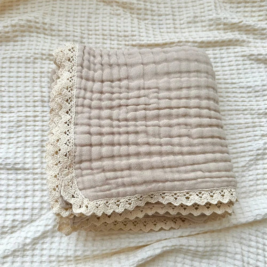 Khaki / 105 x 105 cm Plaid Bébé Coton Bio