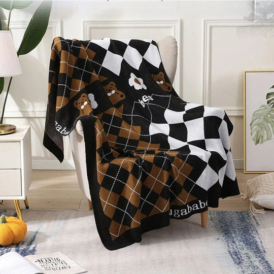 Marron / 110 x 130 cm Plaid Ourson