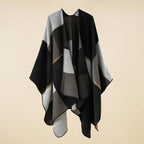 Noir Plaid Poncho Adulte