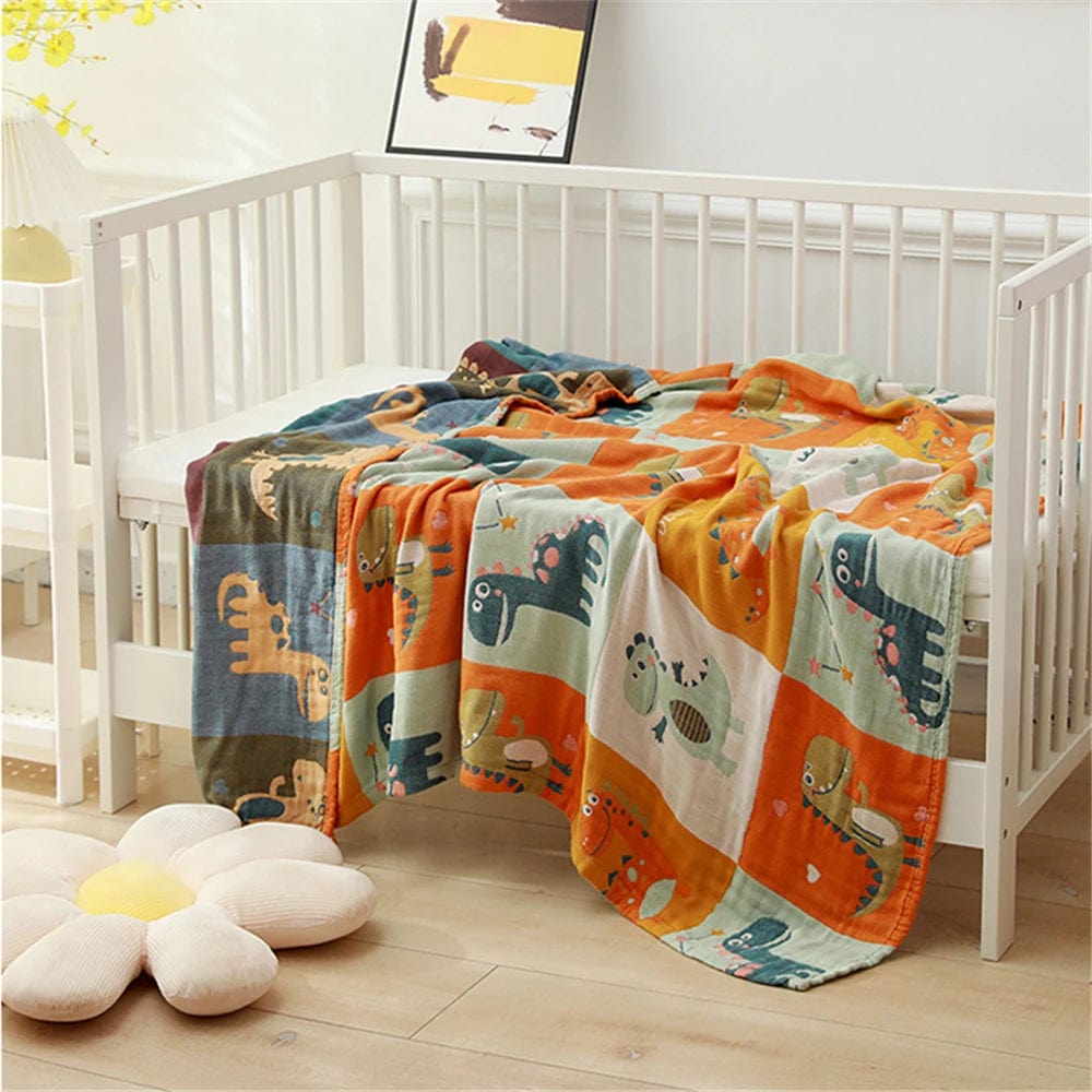 Orange / 120 x 150 cm Plaid Enfant Dinosaure