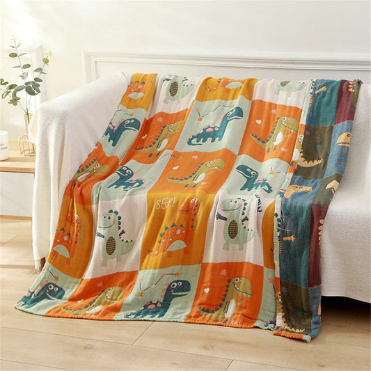 Orange / 120 x 150 cm Plaid Enfant Dinosaure