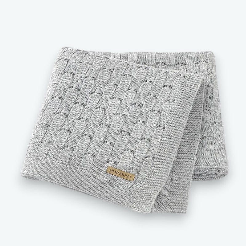 Plaid Bébé Tricot Coton Gris / 80 x 100 cm