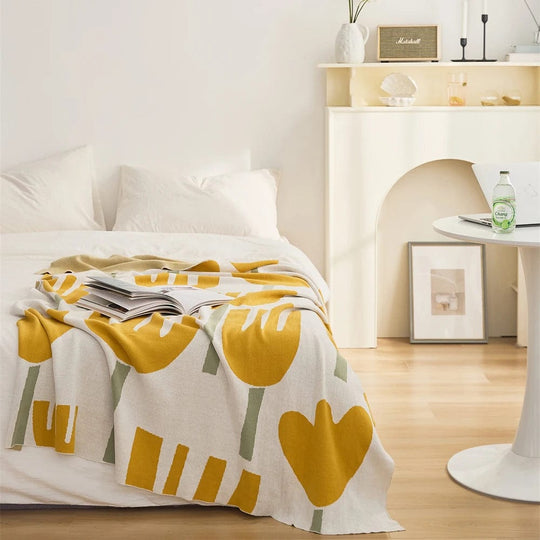 #Plaid Canapé Fleuri yellow / 130x160cm