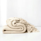 #Plaid Cocooning Tricot Beige / 125 x 180 cm