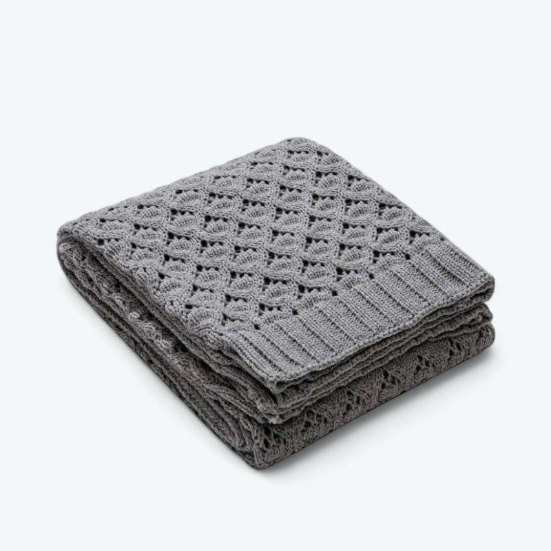 Plaid Crochet Grosse Maille Gris / 130 x 160 cm