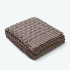 Plaid Crochet Grosse Maille Khaki / 130 x 160 cm