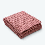 Plaid Crochet Grosse Maille Rose / 130 x 160 cm