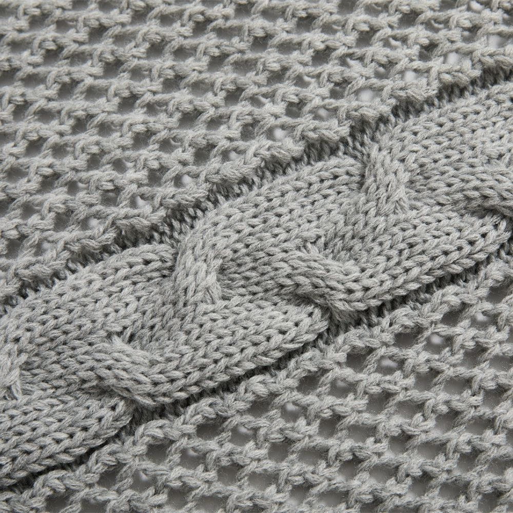 Plaid Gris Tricot Gris Clair / 130 x 160 cm