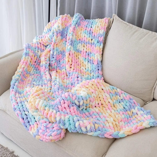 Rainbow / 100 x 100 cm Plaid Crochet Multicolore