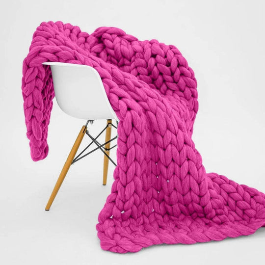 Rose / 100 x 120 cm Plaid Cocooning Grosse Maille