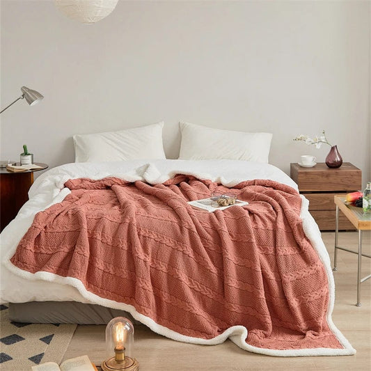 Rose / 130 x 160 cm Plaid Coton Rose