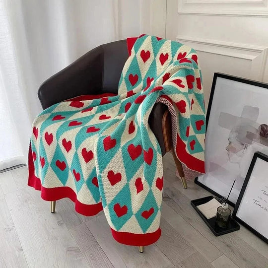 Rouge / 130 x 150cm Plaid Coeur