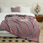 Rouge / 130 x 160 cm Plaid Pied de Poule Rouge et Noir