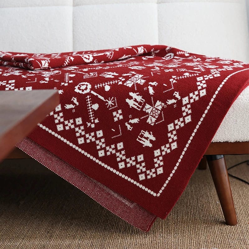 Rouge / 130 x 180 cm Plaid Tricot Rouge