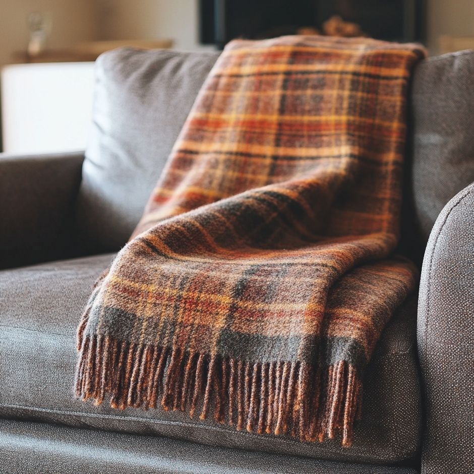 plaid marron dans un salon
