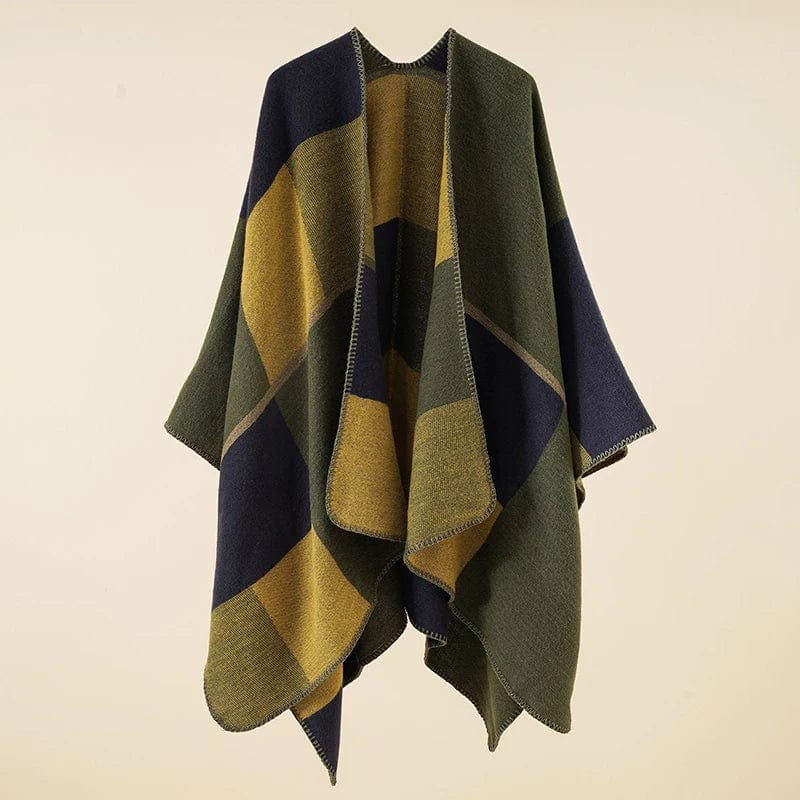 Vert Plaid Poncho Adulte